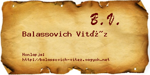 Balassovich Vitéz névjegykártya